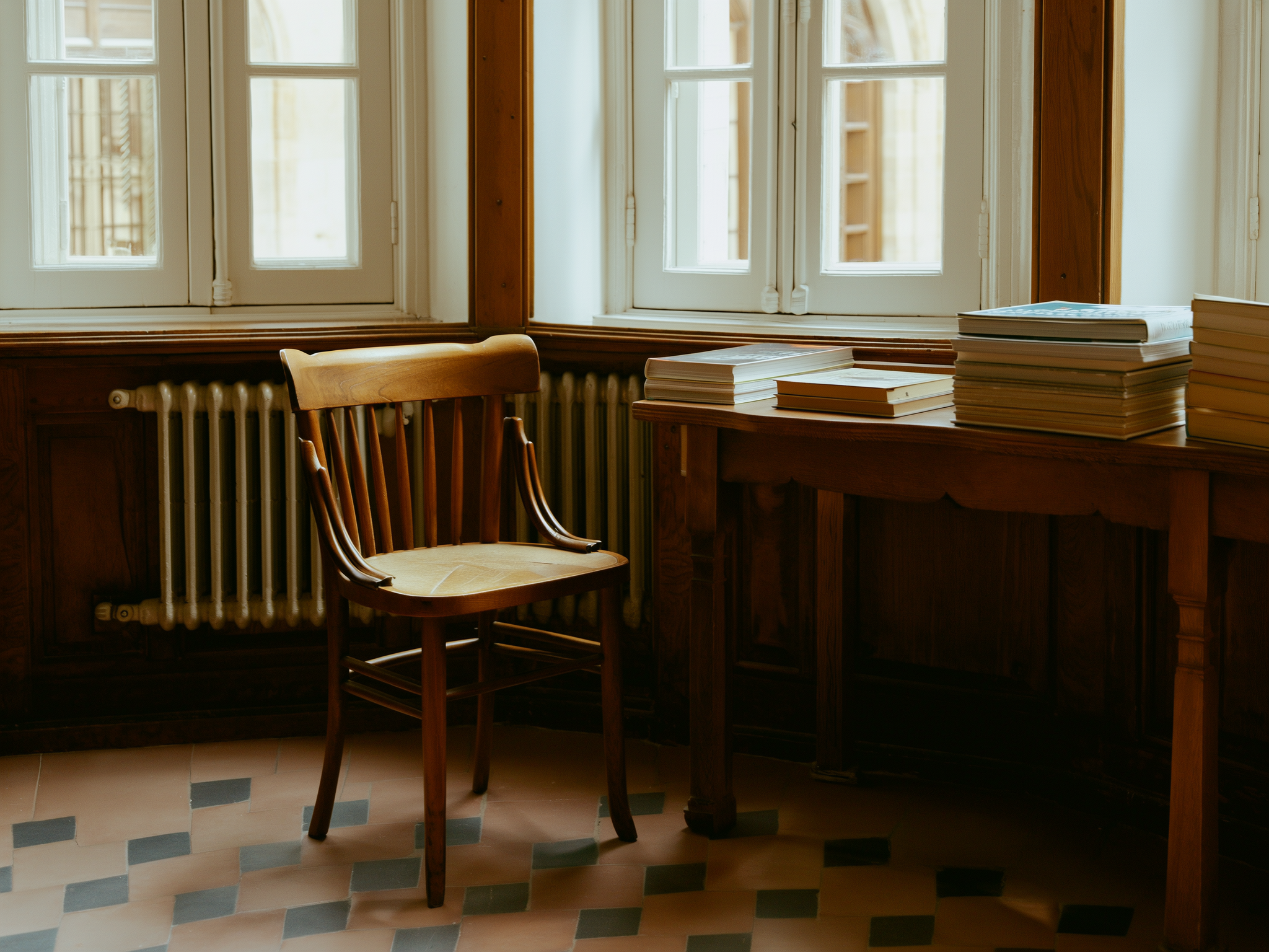 Rincón tranquilo de biblioteca representando espacios de calma mental