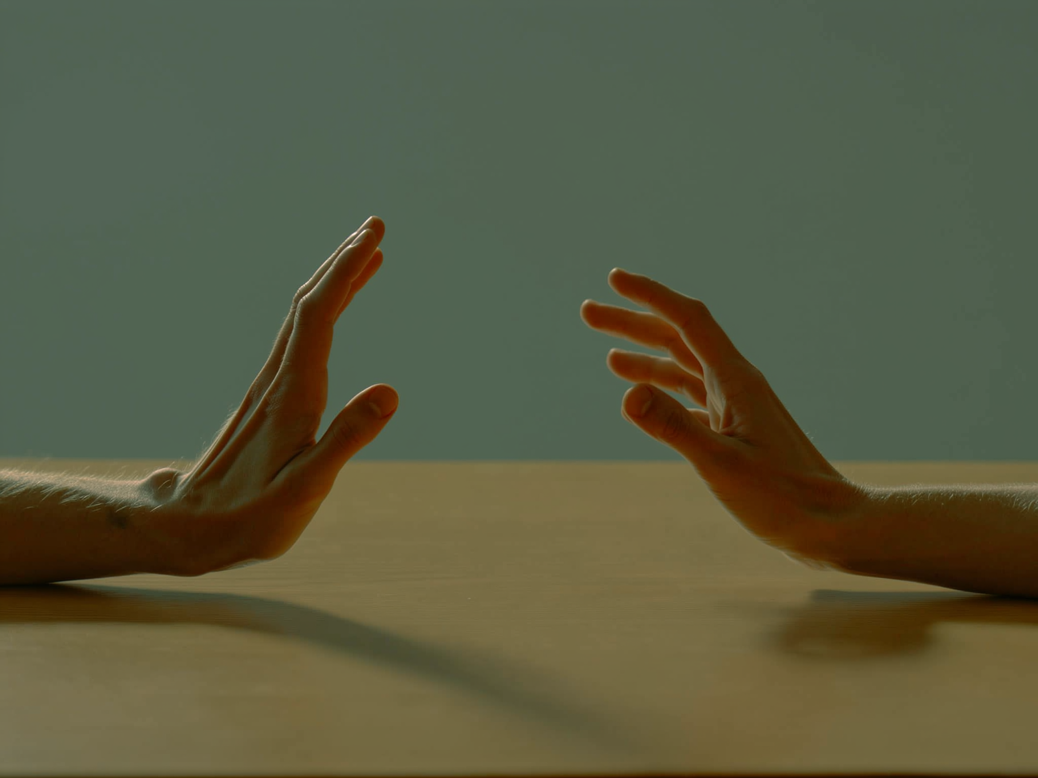 Manos que se acercan simbolizando el intento de conexión en la comunicación de pareja