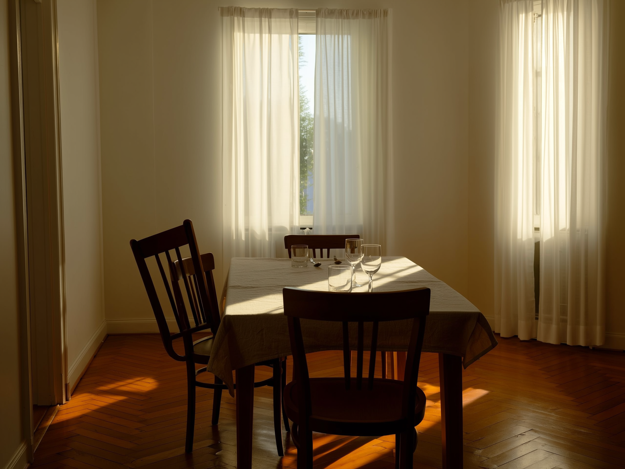 Mesa de comedor para dos personas con una silla vacía, simbolizando la ausencia tras una ruptura