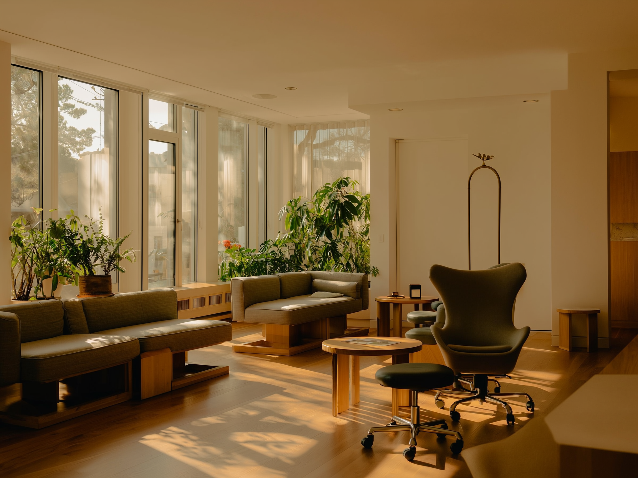Consulta de psicología moderna y acogedora con luz natural