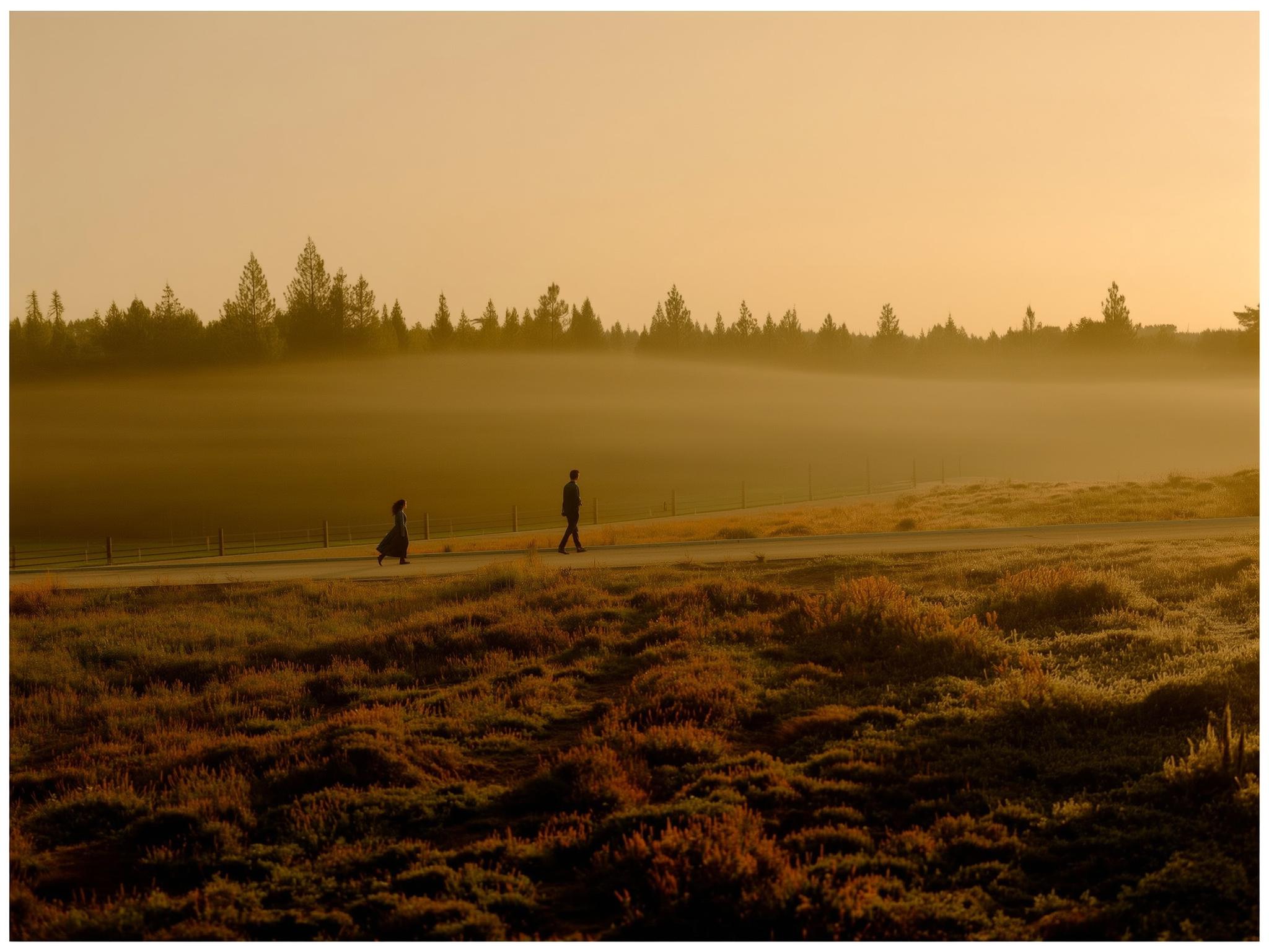 Caminos que se bifurcan en un bosque al amanecer, simbolizando nuevos comienzos