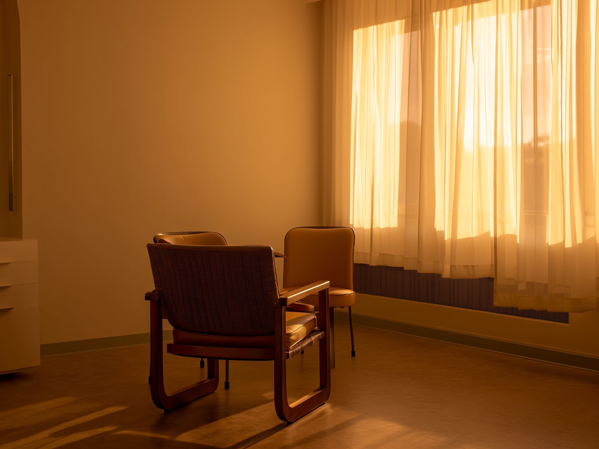 Sala de terapia tranquila con luz natural, simbolizando el espacio seguro para el proceso de duelo
