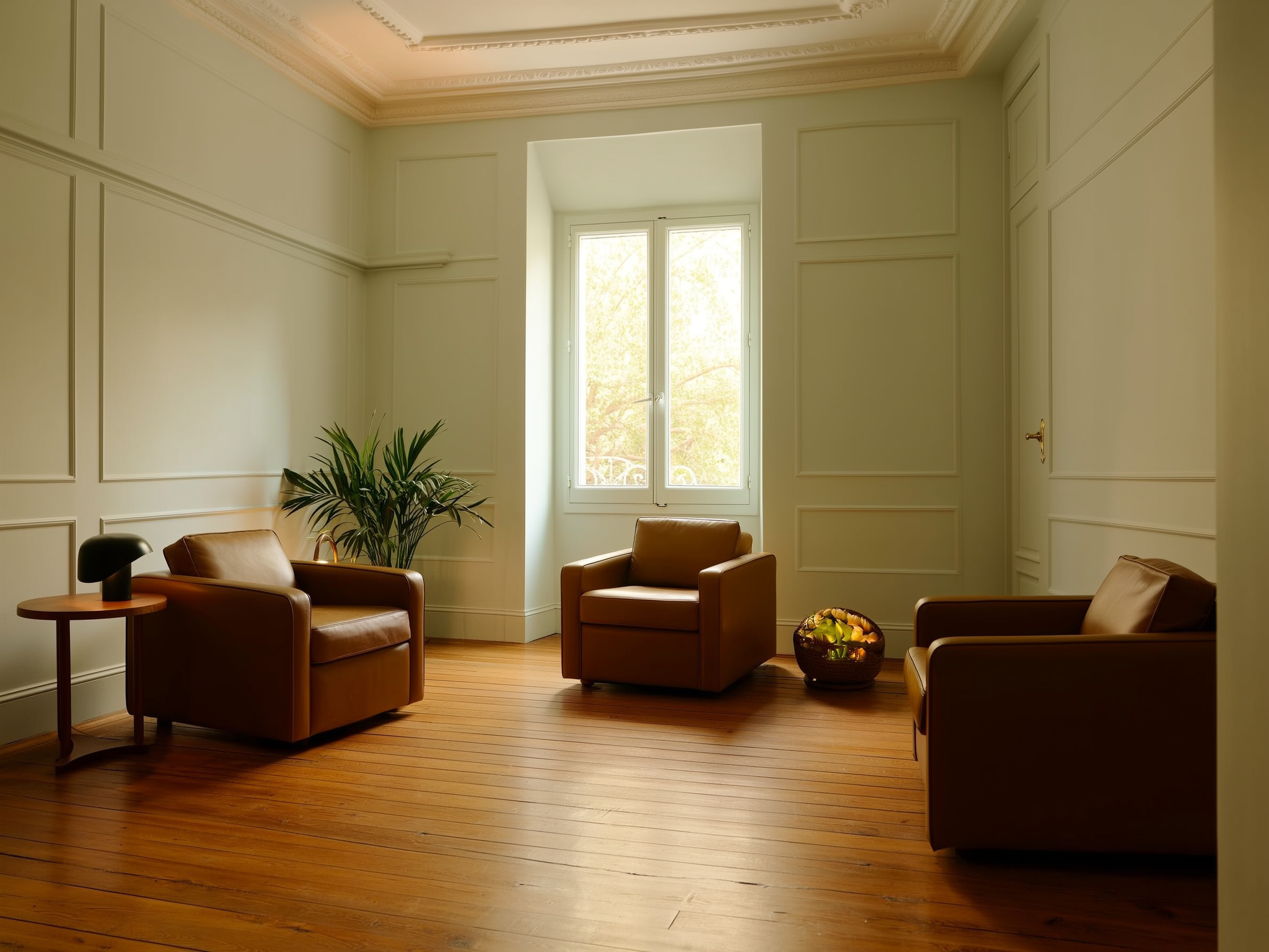 Sala de terapia acogedora con luz natural y ambiente relajante