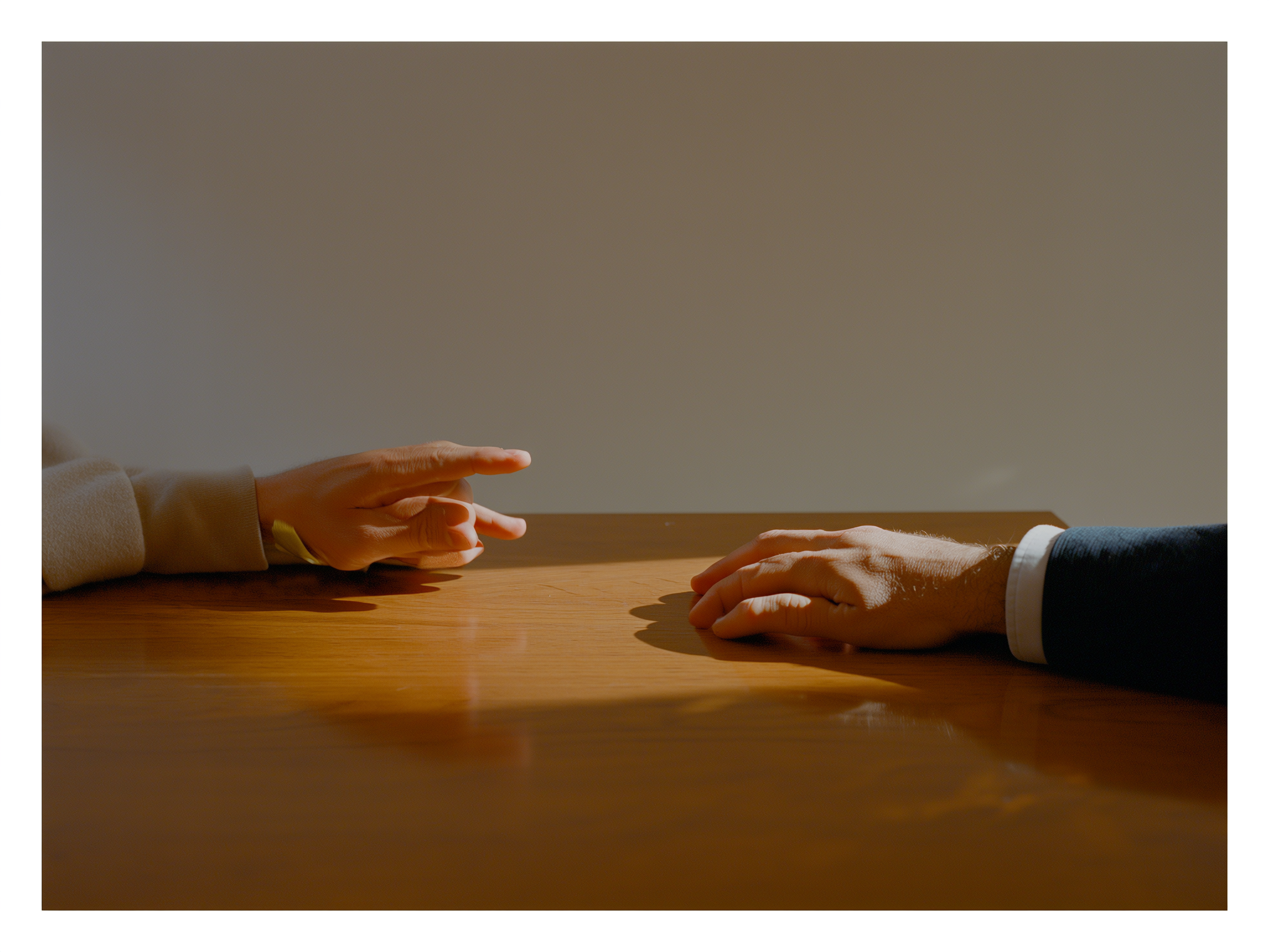 Manos alejándose en una mesa, representando el distanciamiento emocional en las relaciones