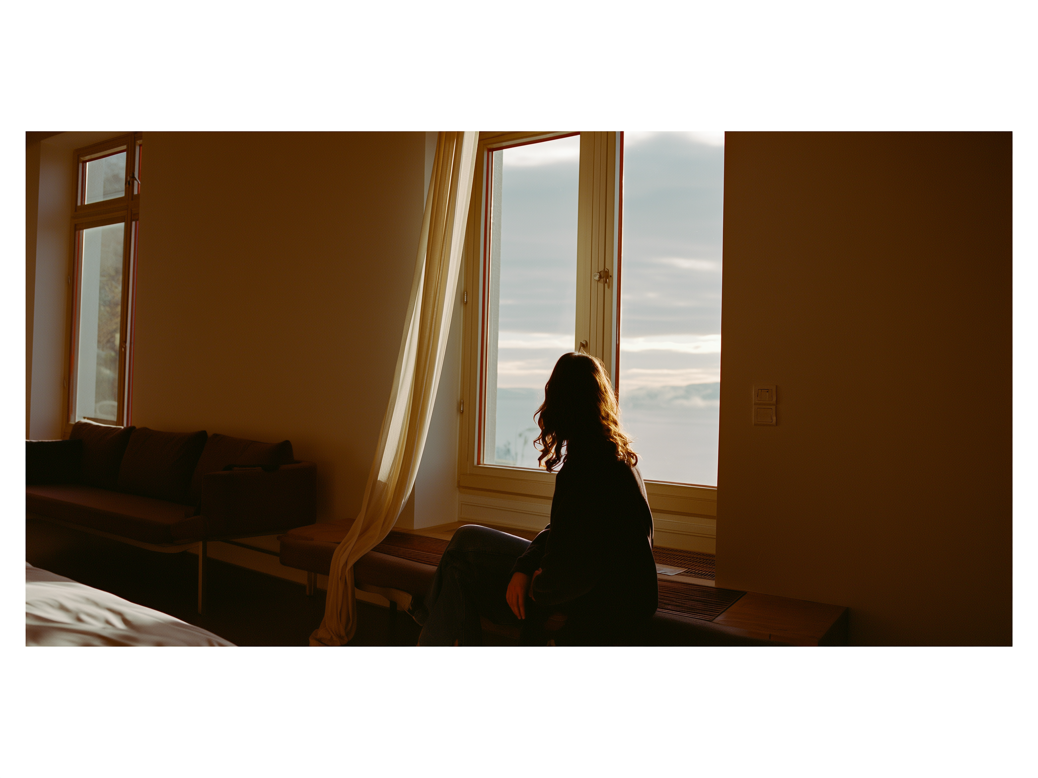 Persona reflexionando junto a una ventana con luz suave, representando la introspección en relaciones