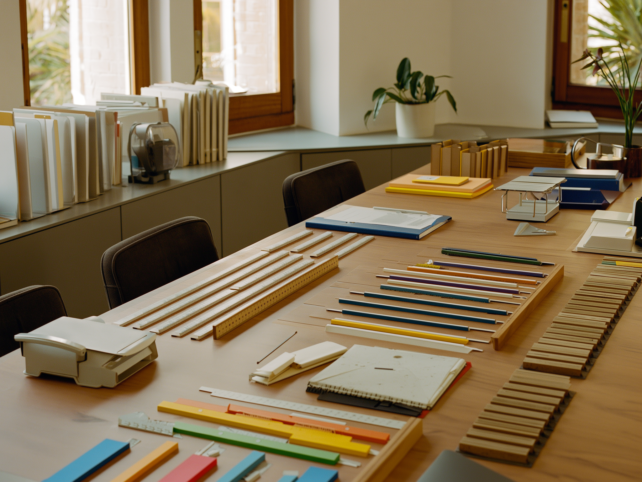 Escritorio perfectamente organizado con elementos alineados representando el perfeccionismo obsesivo