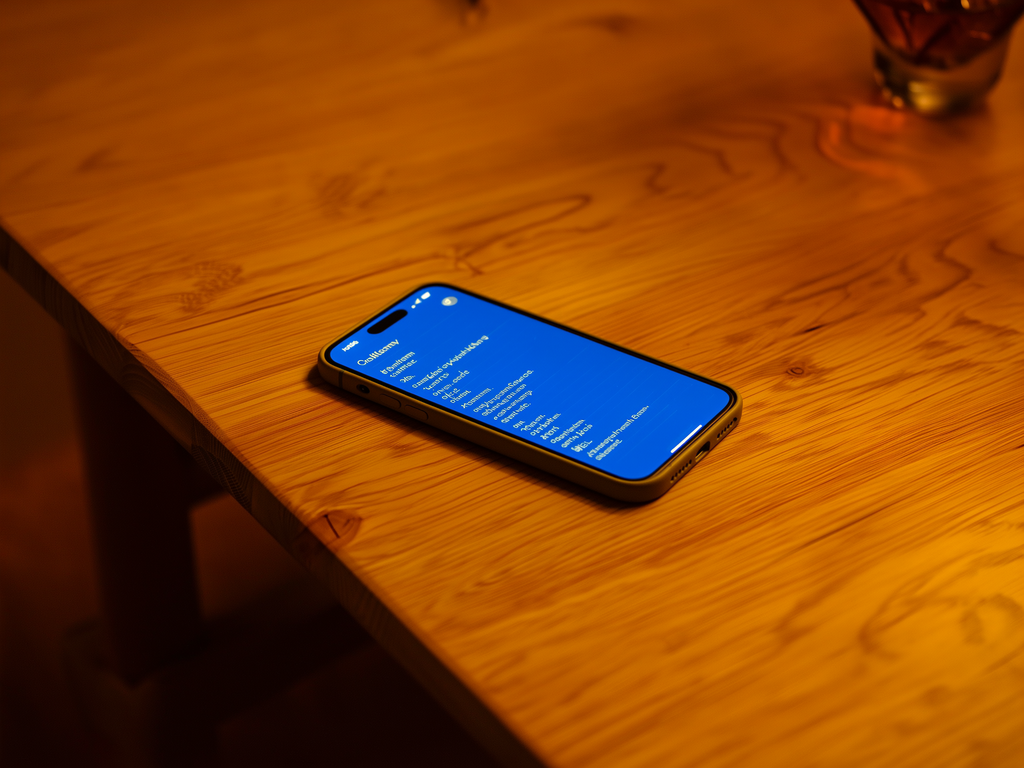 Teléfono móvil sobre mesa con notificaciones, ambiente de tensión emocional